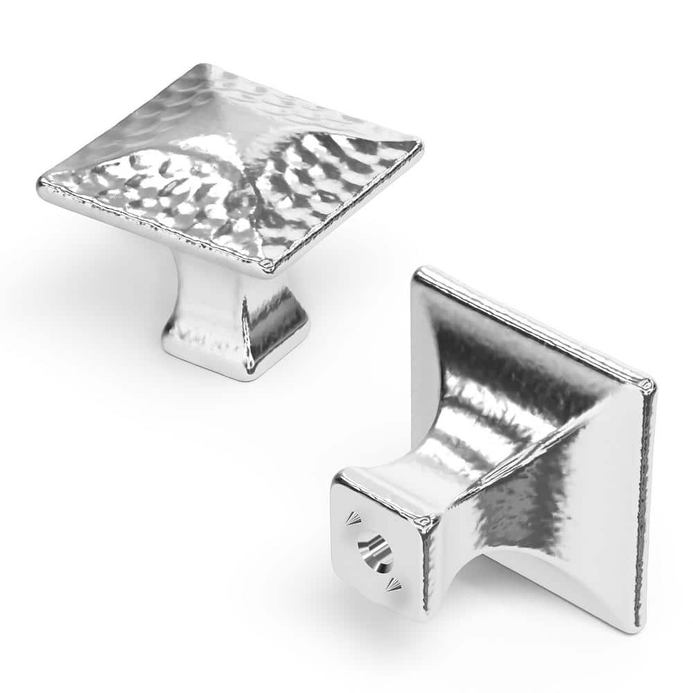 Chrome Square Modern Cabinet Knob with Mounting Hardware