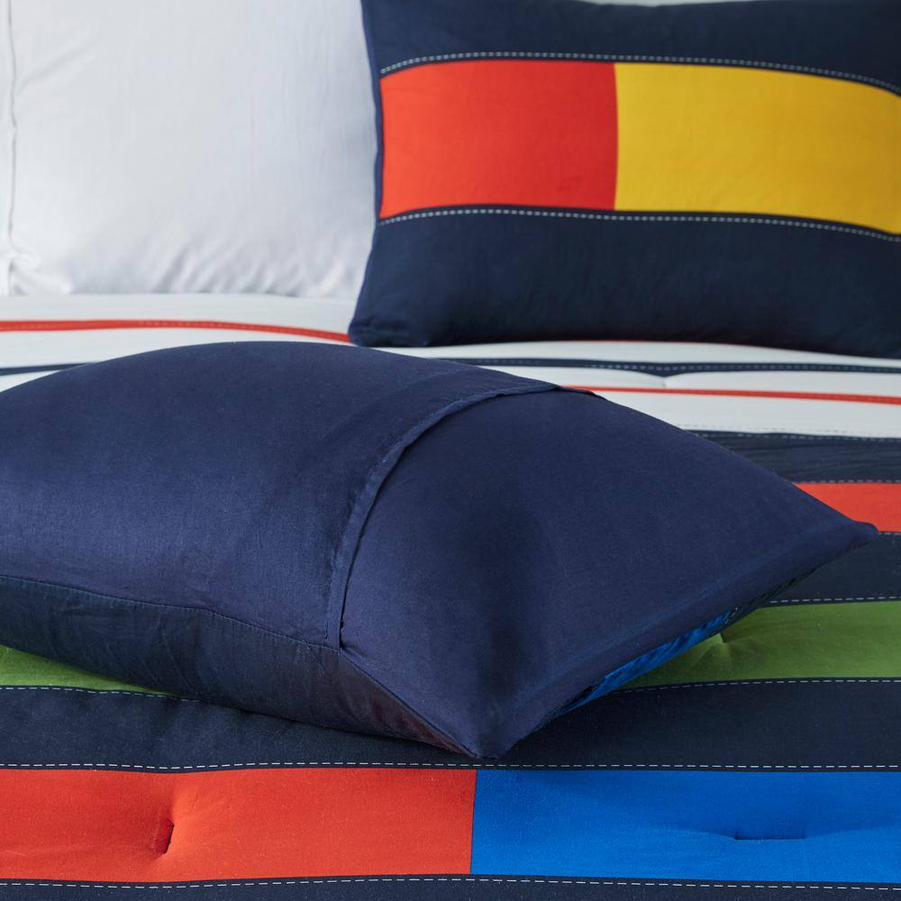 Full Blue Cotton Reversible Kids Comforter Set