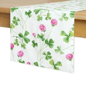 Clover Meadow 14 in. W x 72 in. L White/Green Cotton Floral Table Runner (Single Set)