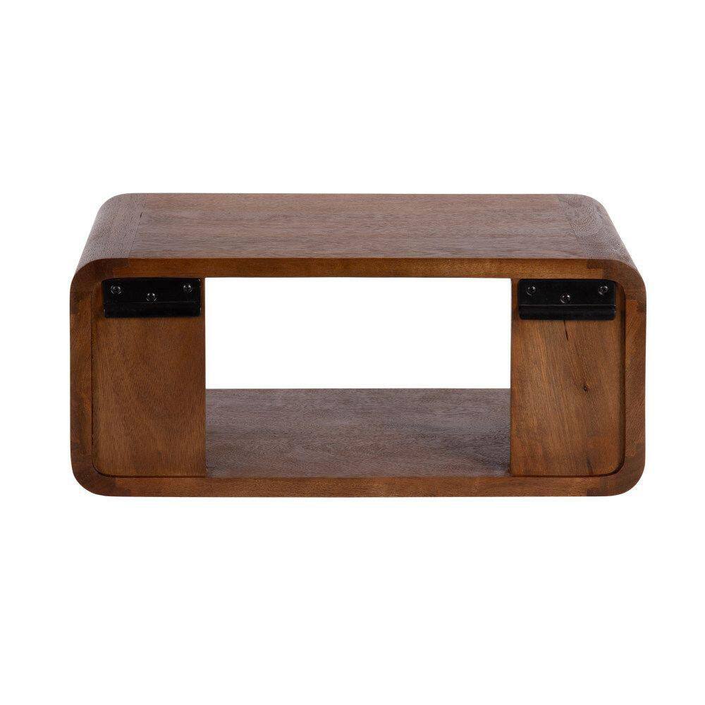 Deguara 18 in. Walnut Brown Rectangle Solid Wood End Table - thumbnail 2