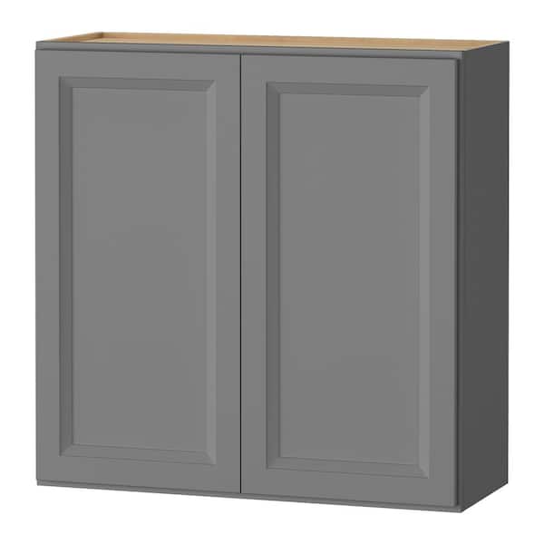 Keyport Shaker 30 in. W x 12 in. D x 30 in. H Plywood Tool-Free Ready To Assemble Wall Kitchen Cabinet in Charcoal