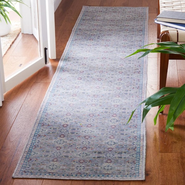 Serapi Gray/Beige 2 ft. x 9 ft. Machine Washable Floral Geometric Runner Rug