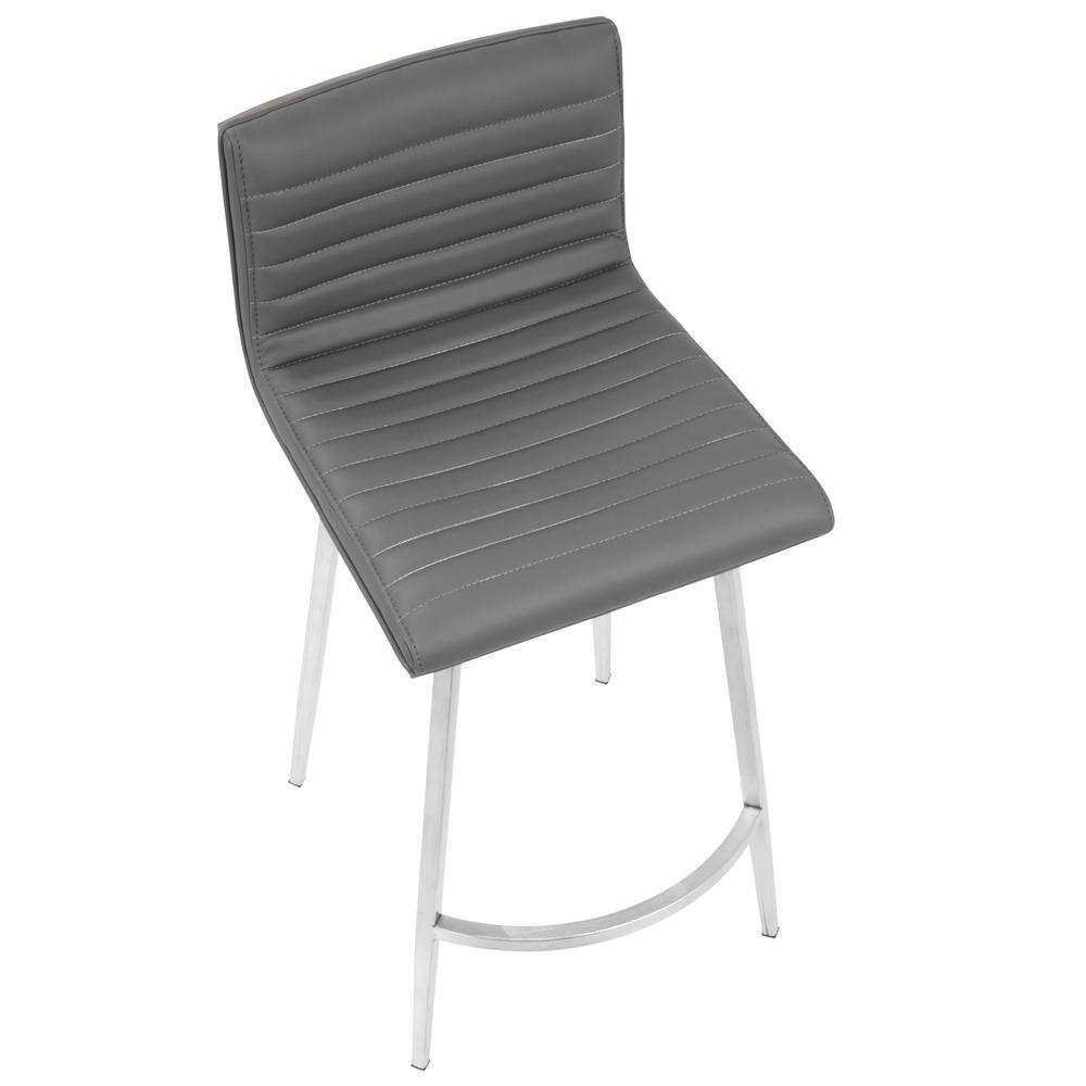 Mason 34" Gray Faux Leather Swivel Counter Stool Set