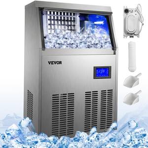 33 lb. Bin Stainless Steel Freestanding Ice Maker Machine with 100 lb. / 24 H Commercial Ice Maker in Silver