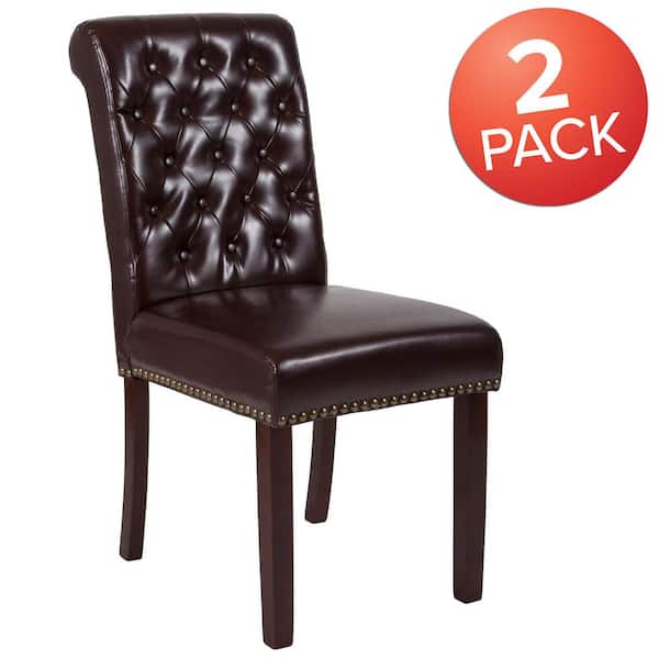 Carnegy Avenue Brown Leather Dining Chairs (Set of 2)