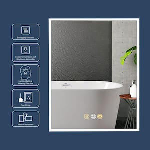 24 in. W x 30 in. H Frameless Silver Surface Mount Medicine Cabinet with Mirror Multifunctional LED Single-Door