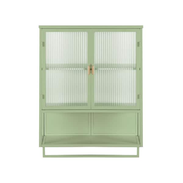 Unbranded 30.71 in. W x 9.06 in. D x 23.62 in. H Bathroom Storage Wall Cabinet with 2-Tier Enclosed Storage in Green
