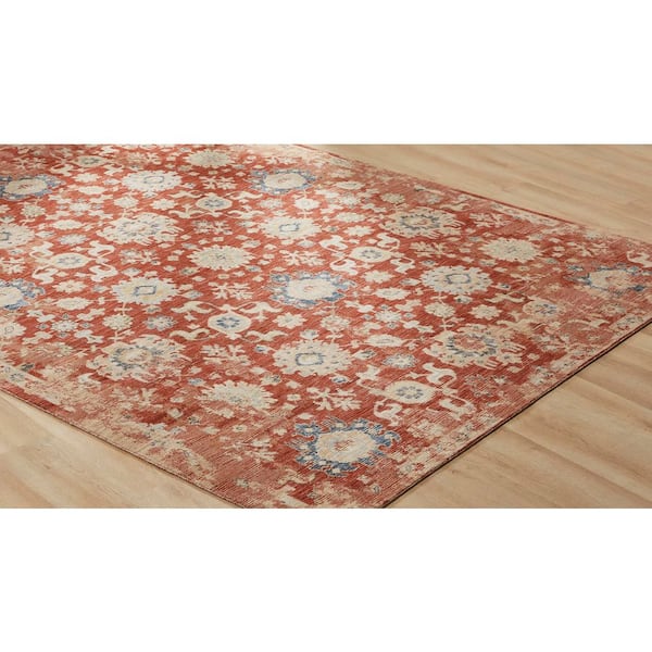 5 ft. x 7 ft. Red Rosemont Abstract Washable Area Rug