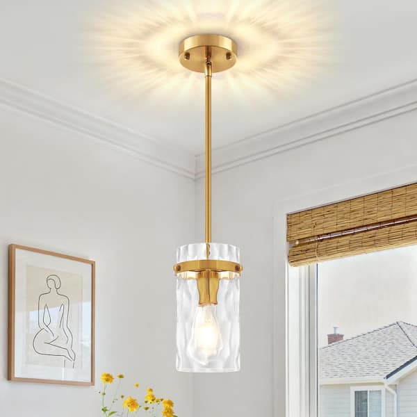 ZSMIHDOH 1-Light Gold Modern Pendant Light with Crystal Glass