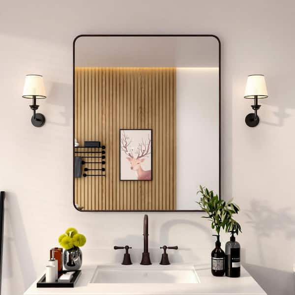 30 in. W x 36 in. H Rectangular Framed Wall Bathroom Vanity Mirror in Oil Rubbed Bronze