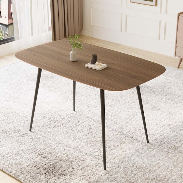 GOJANE 1-Piece Modern Walnut Wood 47.2 in. 4 Legs Dining Table (Seats 4)