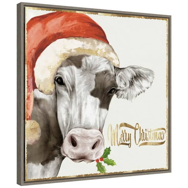 cow christmas painting