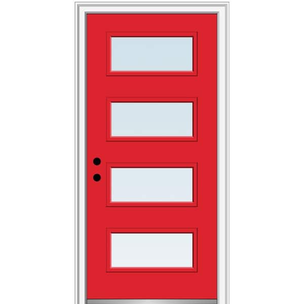 MMI Door 36 in. x 80 in. Celeste Right-Hand Inswing 4-Lite Clear Low-E Glass Painted Steel Prehung Front Door on 6-9/16 in. Frame