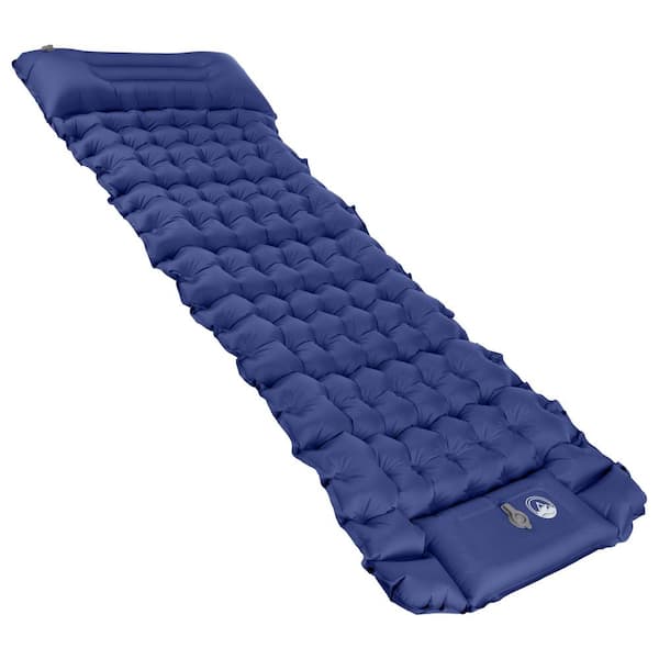 Wakeman Outdoors Twin Inflatable 77 in. L x 27 in. W - Sleeping Pad for Camping with Carrying Case and Built In Foot Pump (Blue) (1 Pack)