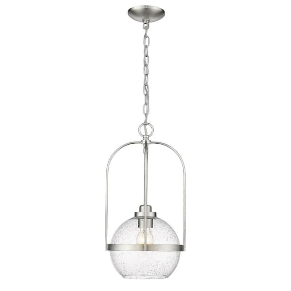 Acclaim Lighting Devonshire 1-Light Round Brushed Nickel Pendant with Clear Seeded Glass