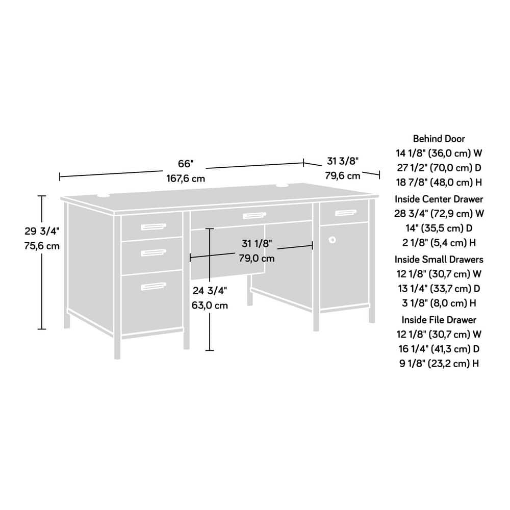 Maple Brown Executive Desk with Keyboard Tray and Filing Cabinet