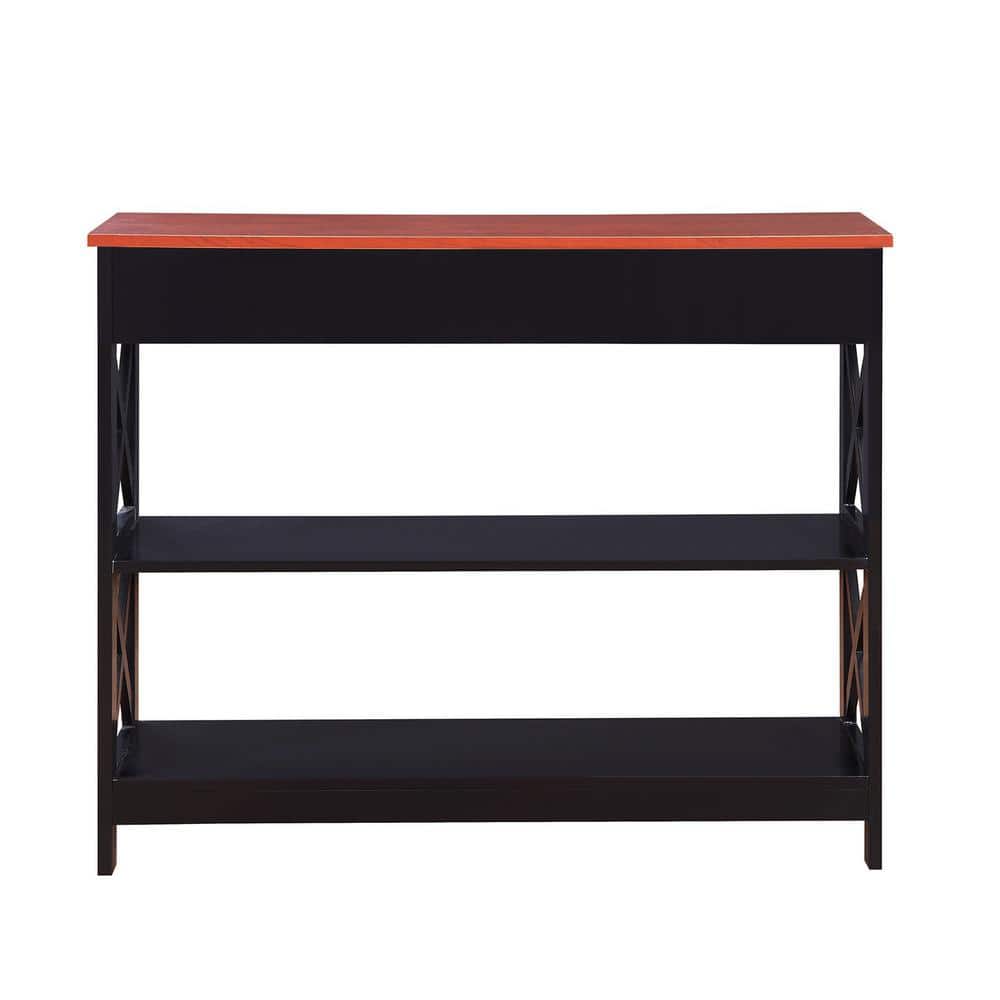 Oxford Cherry & Black Wood Console Table with Storage
