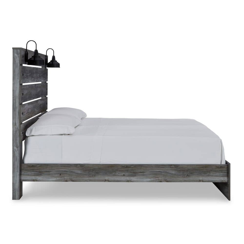 Gray King Panel Headboard with Sconce Lights