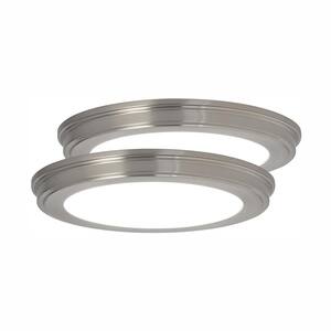 13 in. Brushed Nickel Selectable CCT Color Changing LED Round Ceiling Flush Mount Light Fixture (2-Pack)