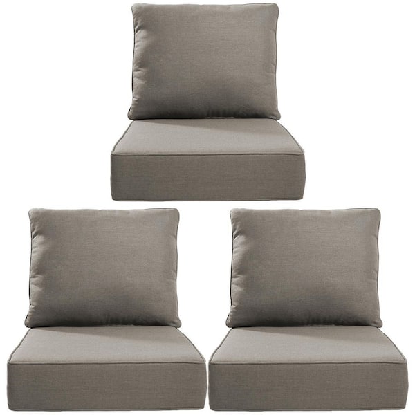 24 in. x 24 in. x 6 in. 6-Piece Deep Seating Water & Fade Resistant Outdoor Lounge Chair Replacement Cushion Set in Gray