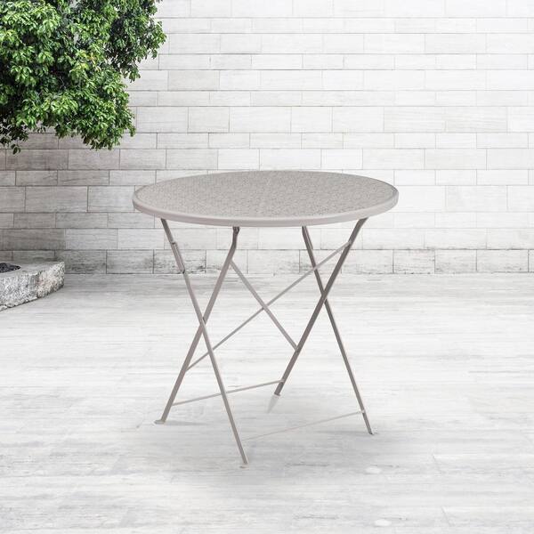 grey metal bistro table