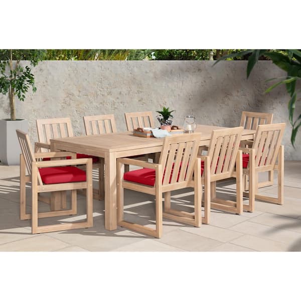 9 piece wood outdoor dining set