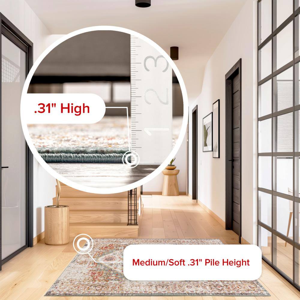 Beige 4x6ft Vintage Medallion Easy-Care Synthetic Rug