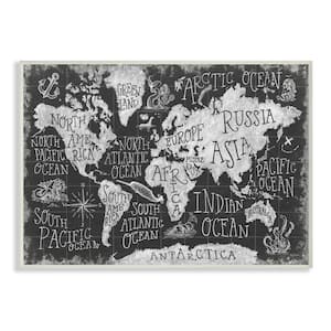Children Mythical Creatures Black White Chalk Map by Mary Urban Unframed Print Abstract Wall Art 10 in. x 15 in.