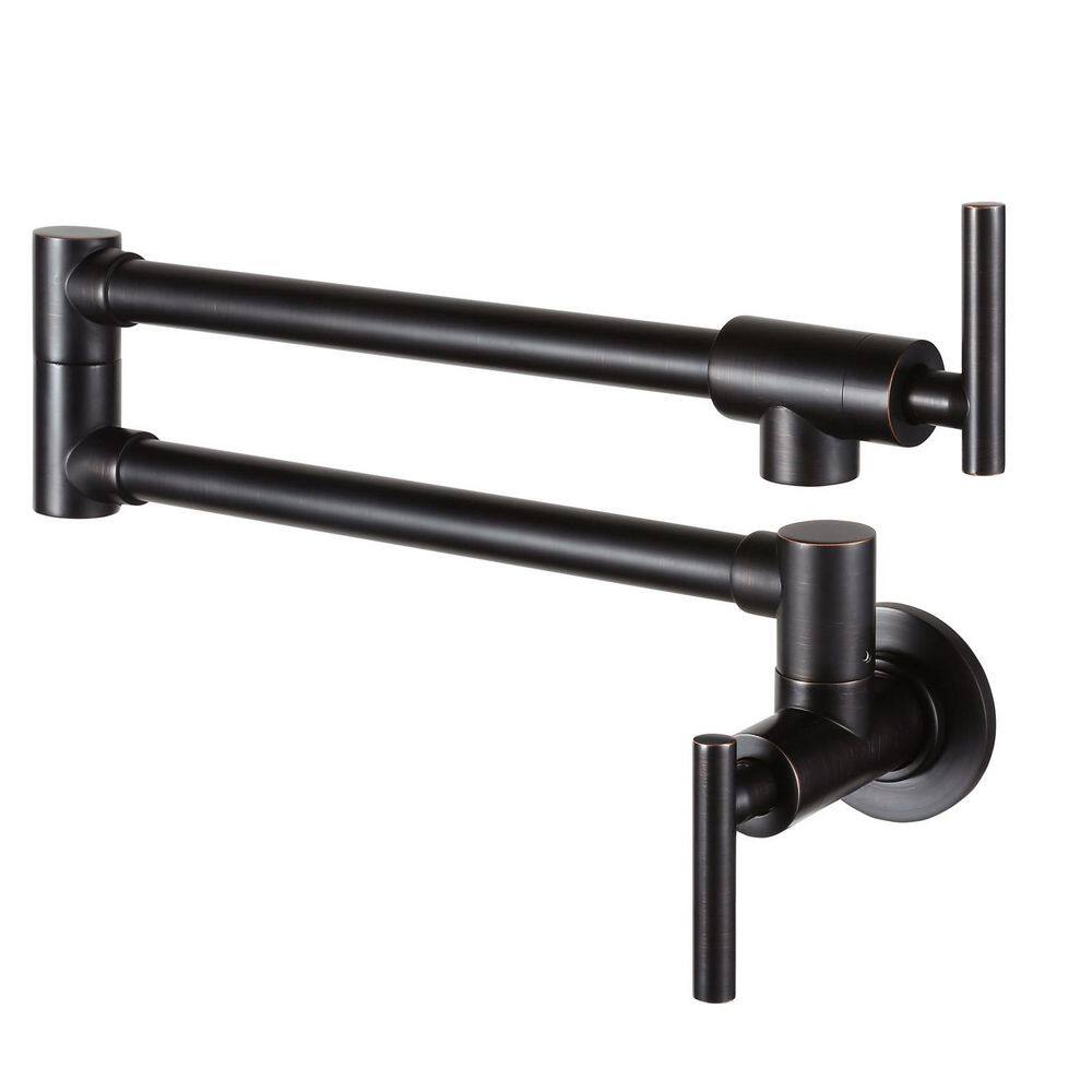 Brass Wall-Mounted Pot Filler Faucet with Dual Swing Joints for Kitchen and Coffee Bar in Oil Rubbed Bronze price history on PriceWatchPro