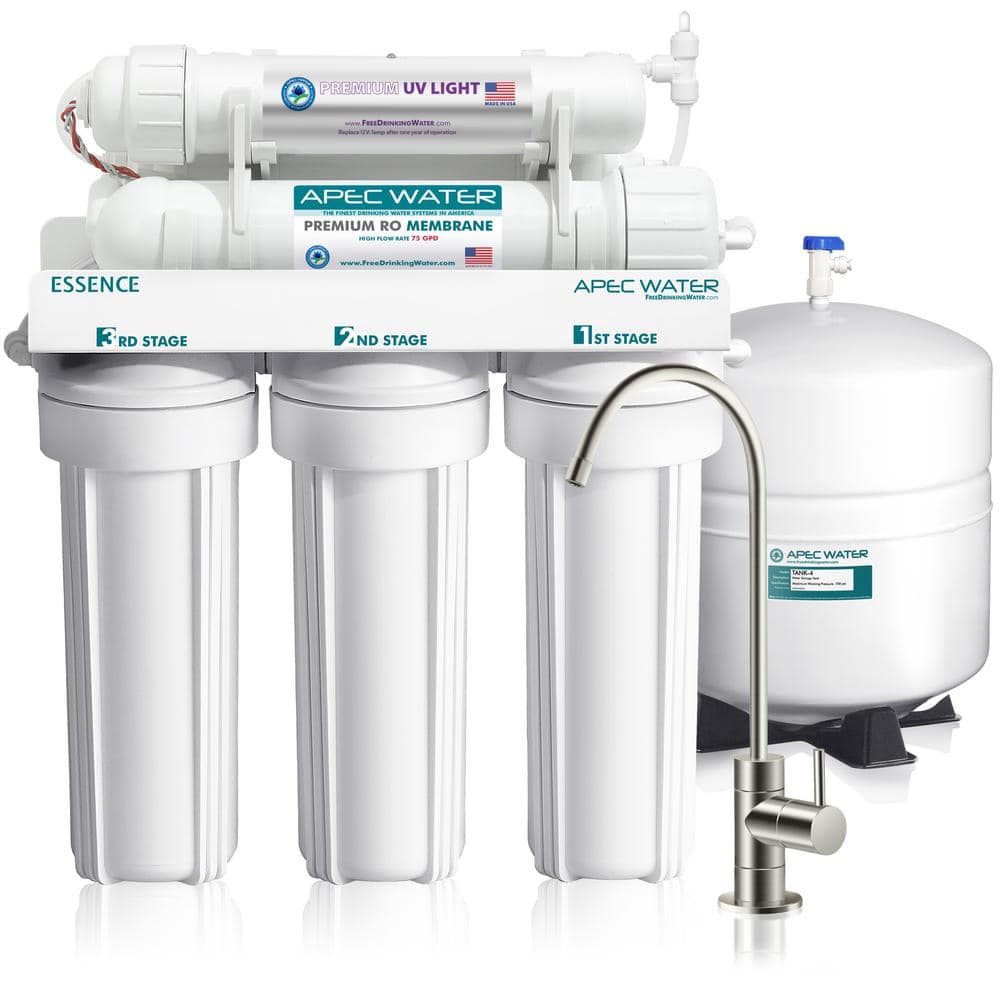 Essence Under Counter Reverse Osmosis UV Disinfecting 75 GPD 6-Stage Drinking Water Filtration System