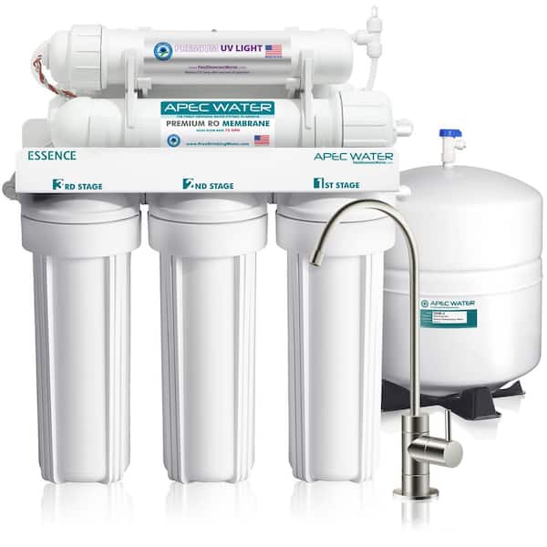 Essence Under Counter Reverse Osmosis UV Disinfecting 75 GPD 6-Stage Drinking Water Filtration System