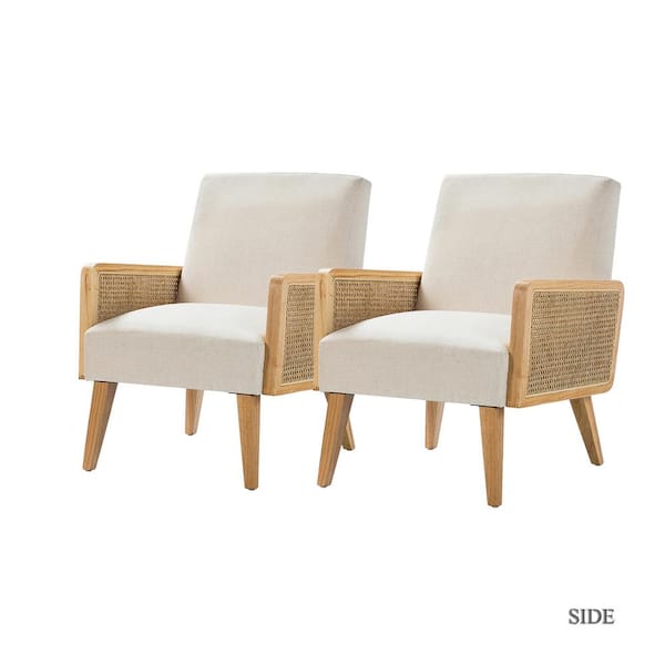 JAYDEN CREATION Delphine Linen Fabric Arm Chair (Set of 2)