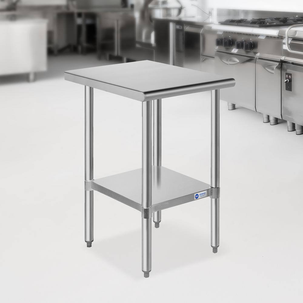 GRIDMANN 34.5" Stainless Steel Commercial Prep Table with Undershelf