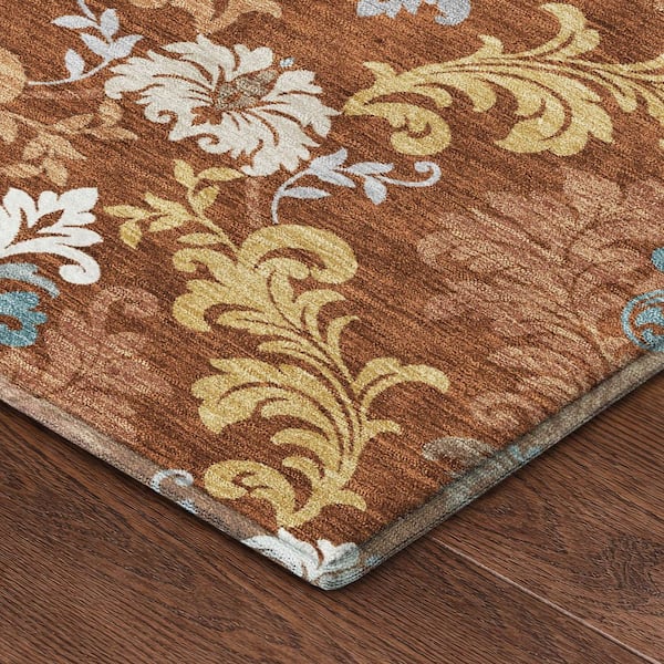 Mayfield Premium Machine Washable Abstract AMF2544 Paprika 10 ft. x 14 ft. Area Rug