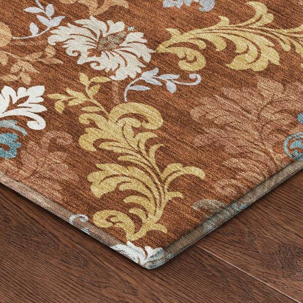 Mayfield Premium Machine Washable Abstract AMF2544 Paprika 2 ft. x 3 ft. Accent Rug