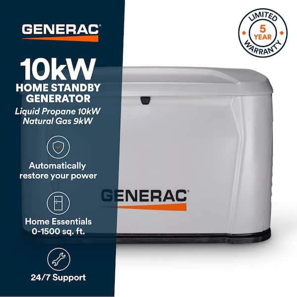 10kW Air-Cooled Auto Start on Natural Gas or Propane, Whole House Generator with Smart Mobile Monitoring