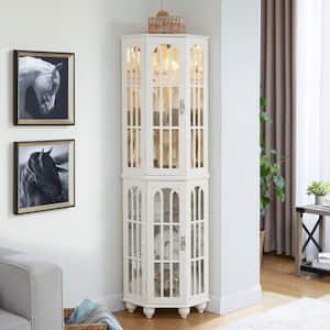 CSC DECOR INC Corner Curio Cabinet Oak 70 in. H Lighted Glass