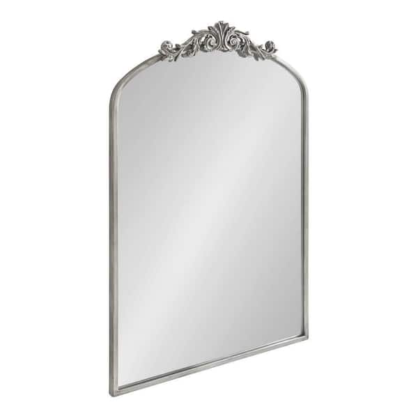 Kate and Laurel Arendahl 36 in. x 24 in. Traditional Arch Silver Framed Decorative Wall Mirror