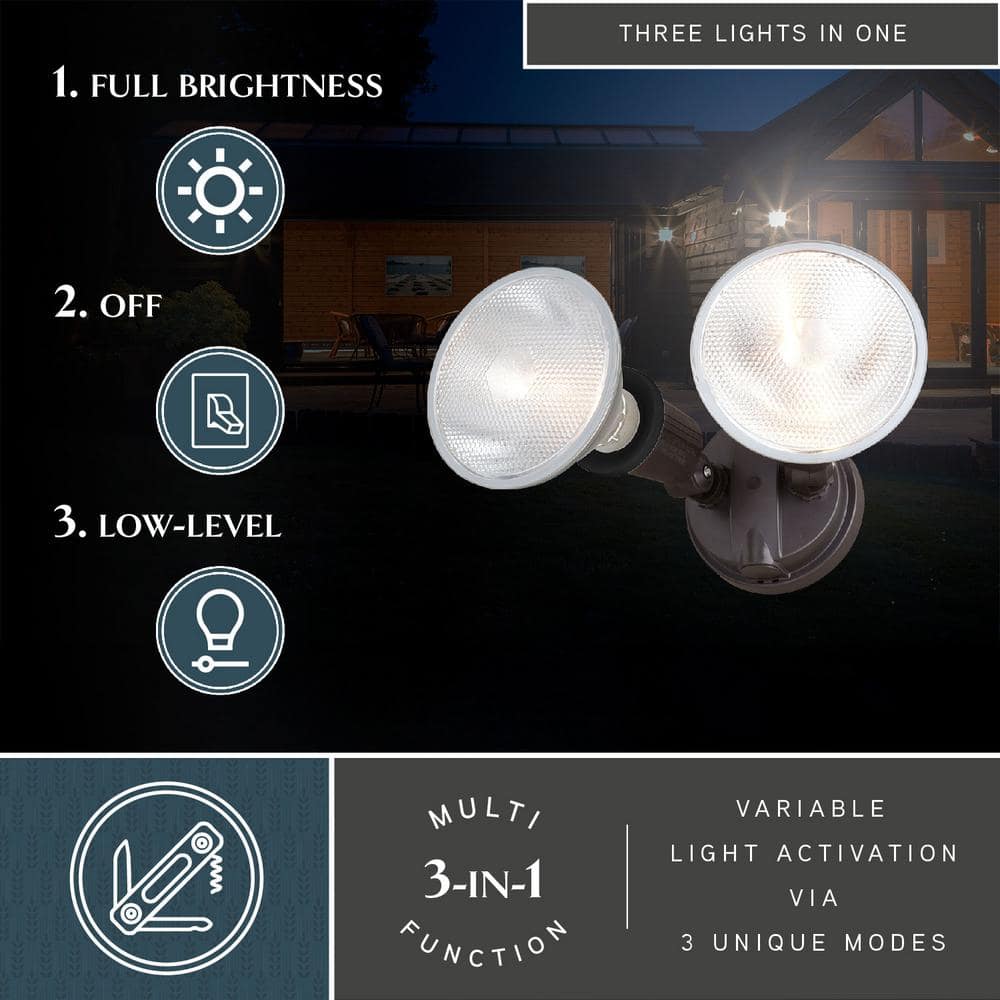 Bronze Dual-Head Outdoor Security Flood Light