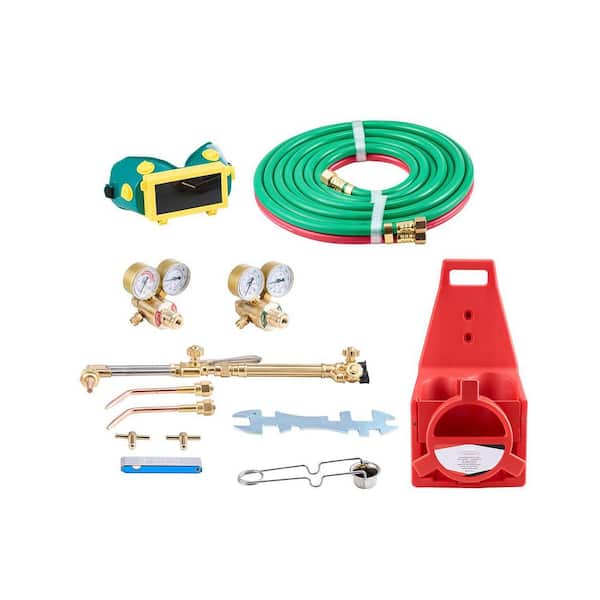 Oxygen Acetylene Torch Kit, Gas Welding Cutting Torch Kit, 14-Pieces Portable Oxy Acetylene Brazing Set