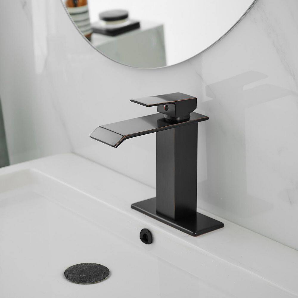 Oil Rubbed Bronze Modern Waterfall Single Hole Bathroom Faucet