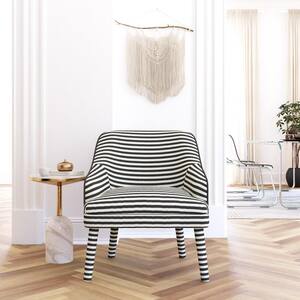 Effie Black Stripe Linen Upholstered Accent Chair