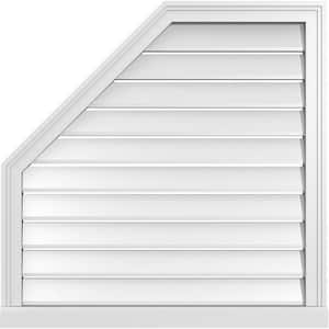 32 in. x 32 in. Octagonal Surface Mount PVC Gable Vent: Functional with Brickmould Sill Frame
