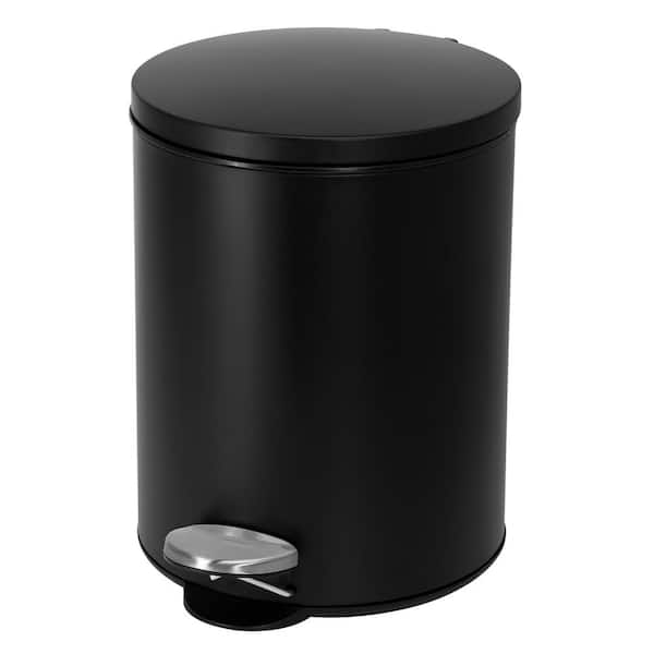 Moorefield Round 5 L/1.3 Gal. Pedal Trash Bin with Soft Close Lid in Matte Black