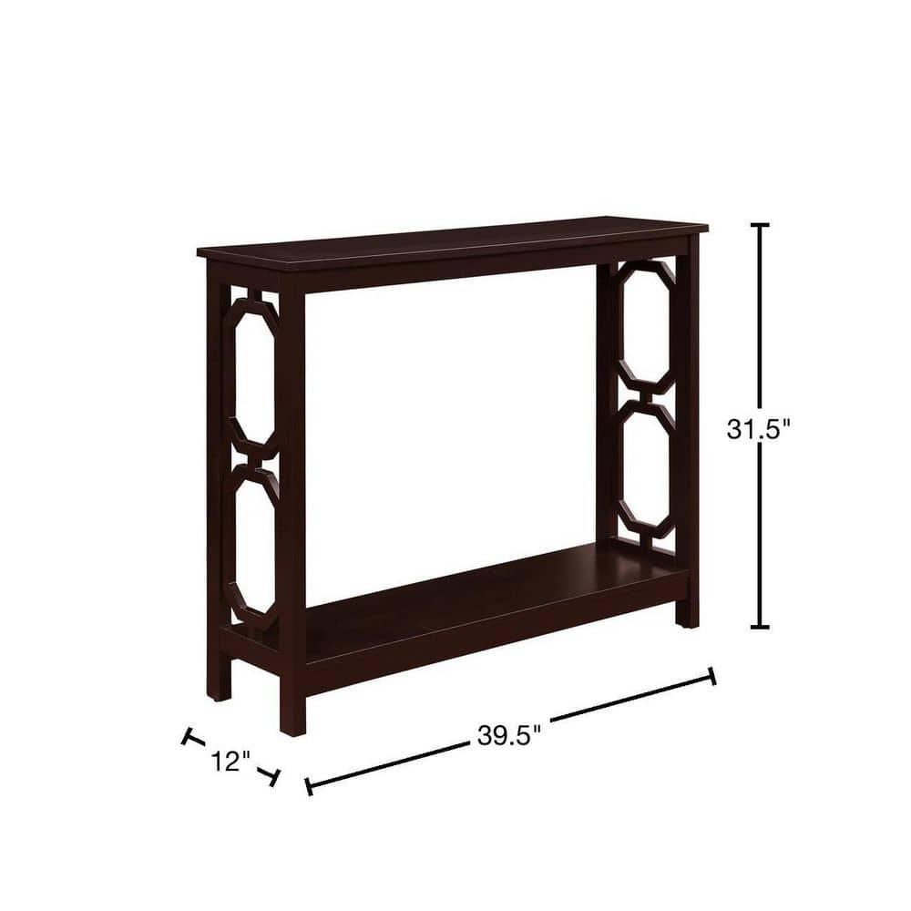 Espresso 40" Wood Console Table with Storage Shelves