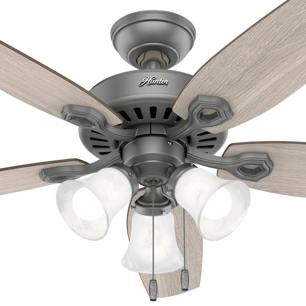 Hunter - Builder 52 in. Indoor Matte Silver Ceiling Fan with Light Kit