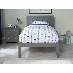 Nantucket Twin Platform Bed with Open Foot Board in Grey