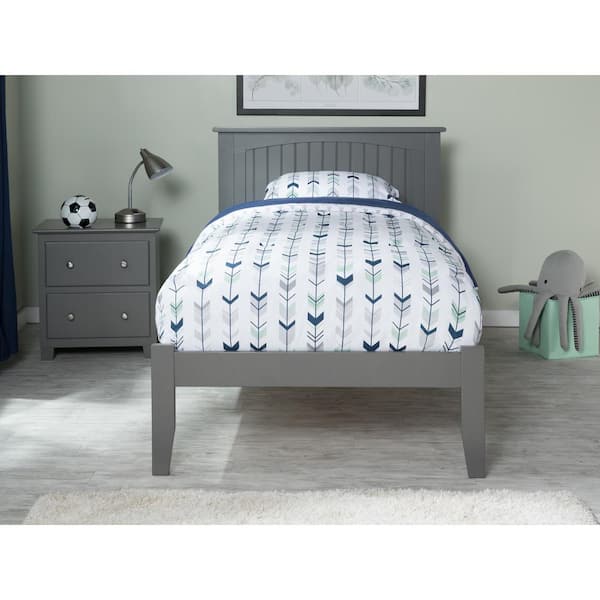 AFI Nantucket Twin Platform Bed with Open Foot Board in Grey