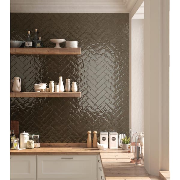EMSER TILE Passion Nero 3 in. x 8 in. Glossy Porcelain Wall