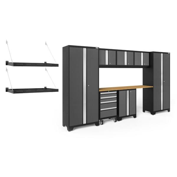 NewAge Products Bold Series 132 in. W x 76.75 in. H x 18 in. D 24-Gauge Steel Garage Cabinet Set in Gray (8-Piece)
